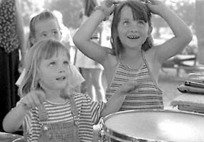 Girls playing the drums