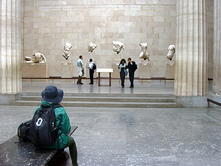 Linda at the Parthenon exhibit